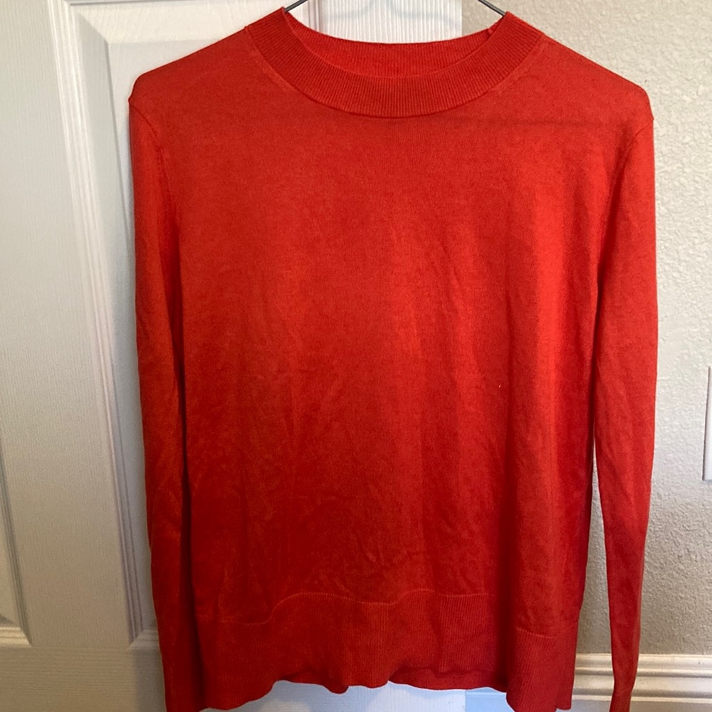 Banana republic red orange silk cashmere crew neck sweater